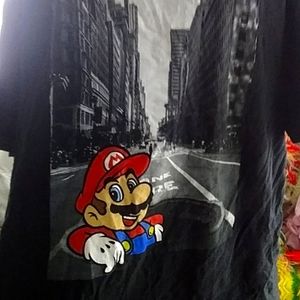 Nintendo Super Mario Bros. Men's 2XL Mario x New York City Black T Shirt